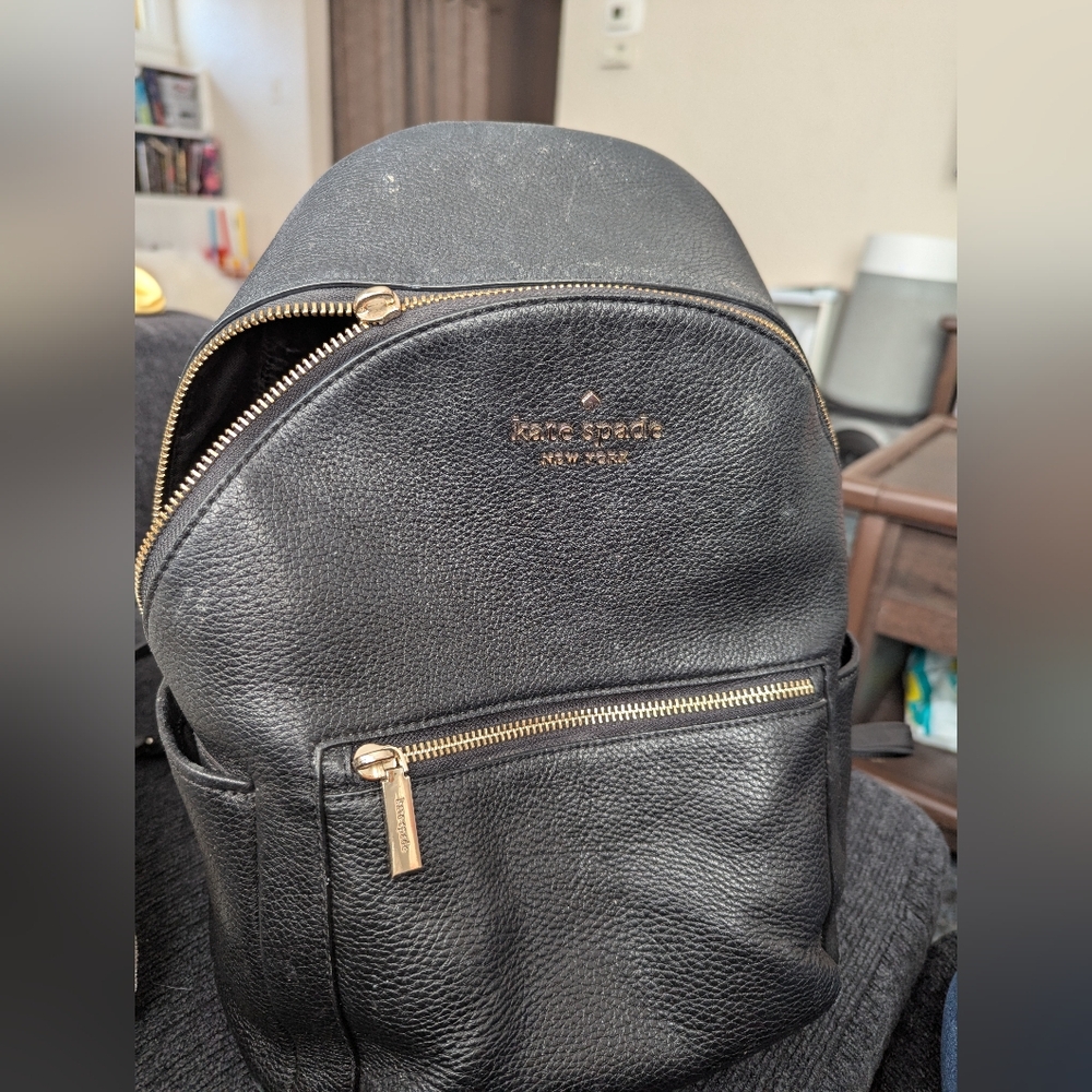 Final Price Before Donating -Used - Kate Spade Black Leather Leila Dome Backpack